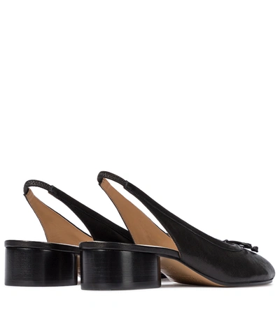 Shop Maison Margiela Tabi Leather Slingback Pumps In Black