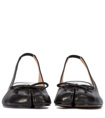 Shop Maison Margiela Tabi Leather Slingback Pumps In Black