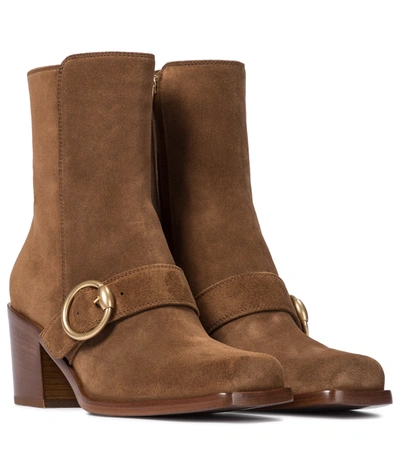Shop Gianvito Rossi Wayne Suede Ankle Boots In Brown