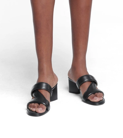Shop Bottega Veneta Band Leather Sandals In Black
