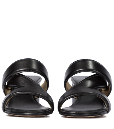 Shop Bottega Veneta Band Leather Sandals In Black