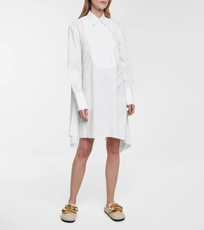 Shop Jw Anderson Asymmetric Cotton Poplin Shirt Dress In White