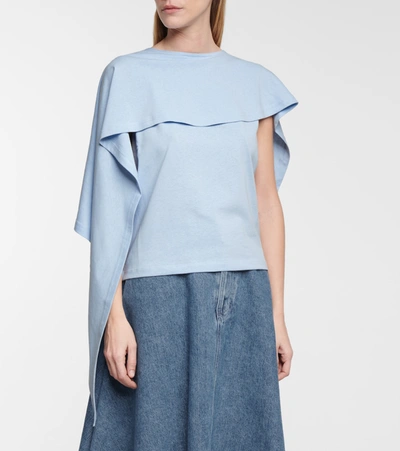 Shop Jw Anderson Draped Cotton Top In Blue
