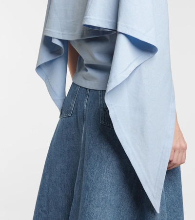 Shop Jw Anderson Draped Cotton Top In Blue