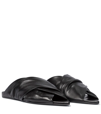 Shop Jil Sander Leather Slides In Black