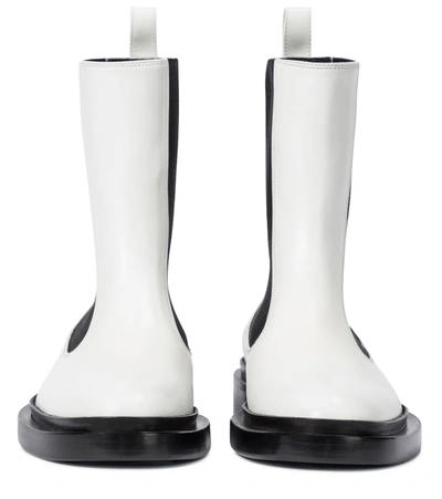 Shop Jil Sander Leather Ankle Boots In White