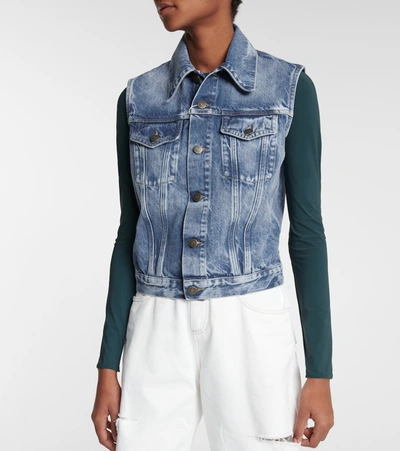 Shop Maison Margiela Denim Vest In Blue