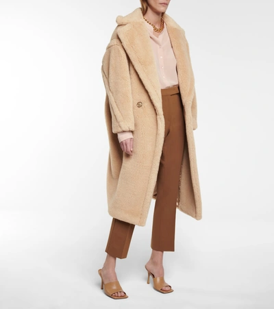 Shop Max Mara Ted Camel Wool And Silk Coat In Beige