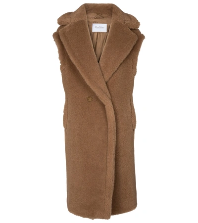 Shop Max Mara Alce Camel Wool And Silk Vest In Brown