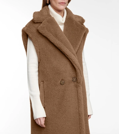 Shop Max Mara Alce Camel Wool And Silk Vest In Brown