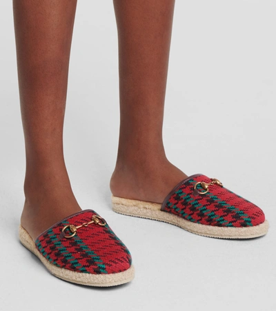 Shop Gucci Houndstooth Slippers In Red