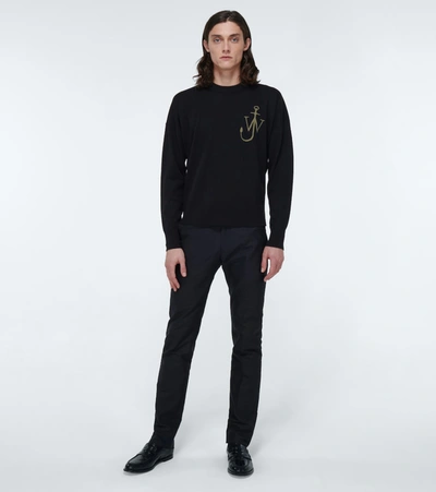 Shop Jw Anderson Anchor Crewneck Sweater In Black