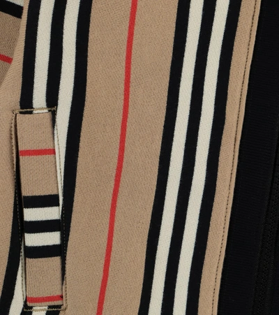 Shop Burberry Icon Stripe Cotton Hoodie In Beige