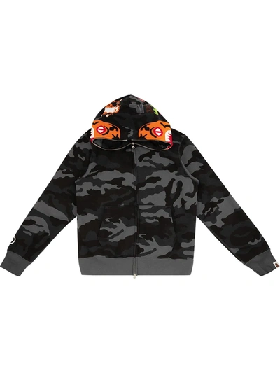 Shop A Bathing Ape Woodland Camo Tiger Hoodie In Black