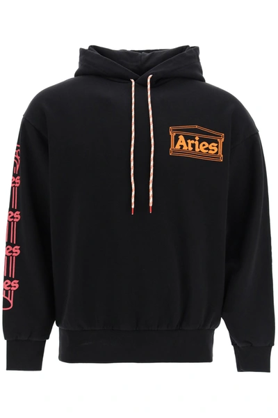 Shop Aries Temple Sweatshirt With Logo Print In Black