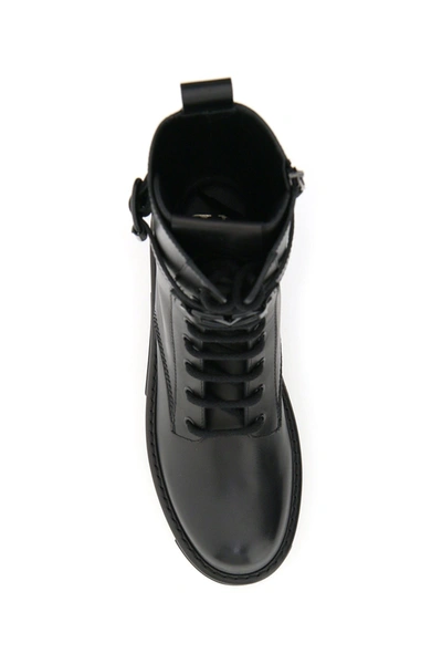 Shop Valentino Garavani Combat Campsite Leather Boots In Nero
