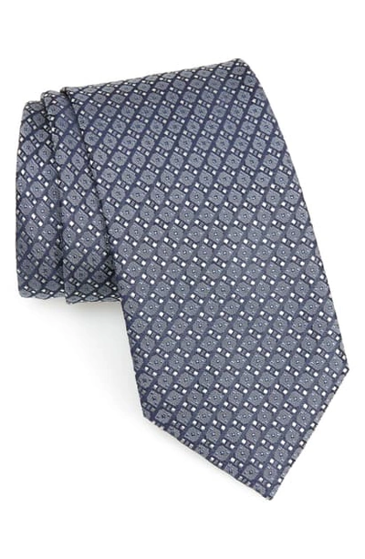 Shop Brioni Geometric Silk Tie In Navy/ Graphite