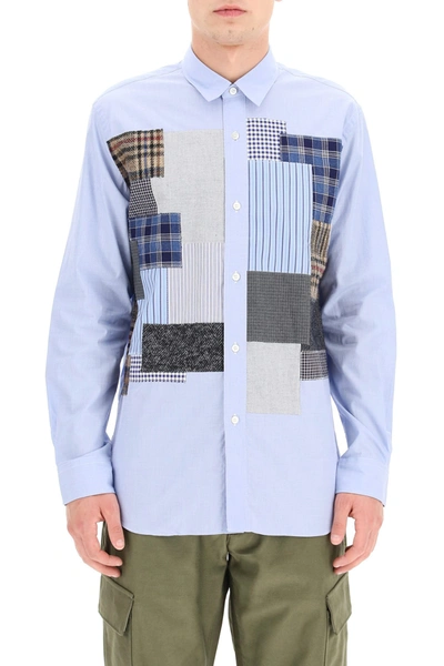 Shop Junya Watanabe Patchwork Shirt In Sax X Gray