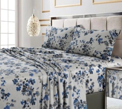 Shop Tribeca Living Lisbon 300 Tc Cotton Sateen Extra Deep Pocket Full Sheet Set In Blue