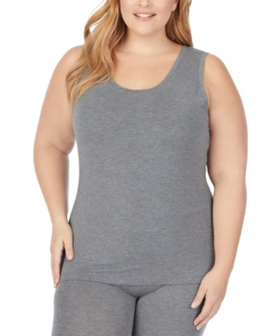 Shop Cuddl Duds Plus Size Softwear With Stretch Reversible Tank Top In Charcoal Heather