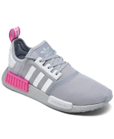 Shop Adidas Originals Adidas Big Girls Nasa Artemis Nmd R1 Casual Sneakers From Finish Line In Halo Silver, Footwear White