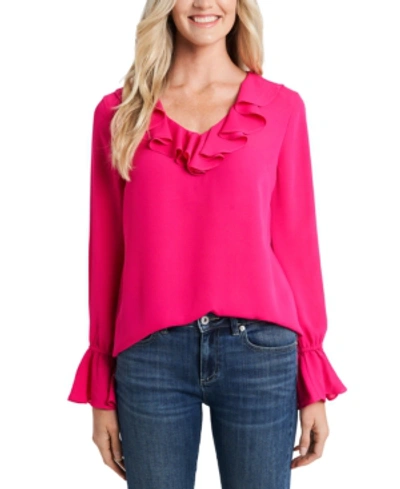 Shop Cece Ruffled V-neck Blouse In Aurora Pink