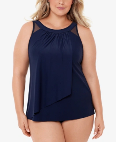 Shop Miraclesuit Plus Size Illusionists Ursula Underwire Tankini Top In Midnight