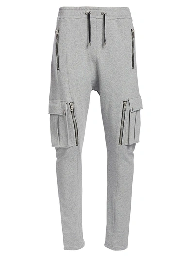 Shop Balmain Cargo Sweatpants In Grey