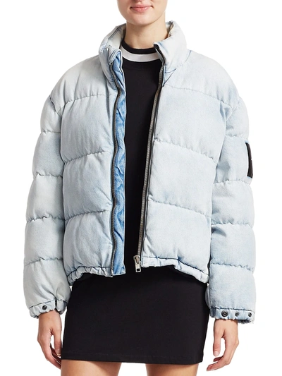 Shop Alexander Wang T Denim Puffer Jacket In Bleach