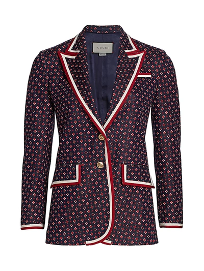 Shop Gucci Women's Geometric G Iconic Jersey Jacket In Blue Red