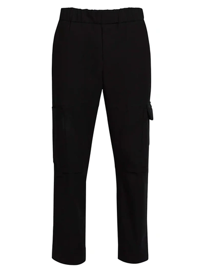 Shop Kenzo Men's Tapered & Cropped Stretch Cotton Cargo Pants In Black