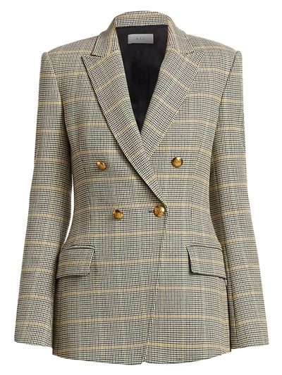 Shop A.l.c Women's Sedgwick Plaid Double Breasted Blazer In Green Cream Yellow