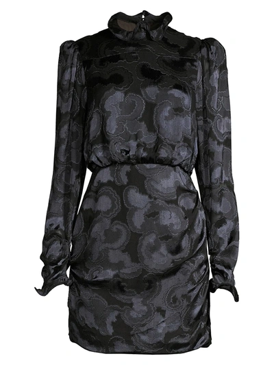Shop Saloni Women's Rina B Tonal Print Dress In Black