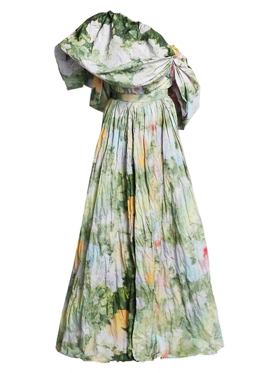 Shop Rosie Assoulin Women's Show Me The Monet One-shoulder Gown In Watercolor