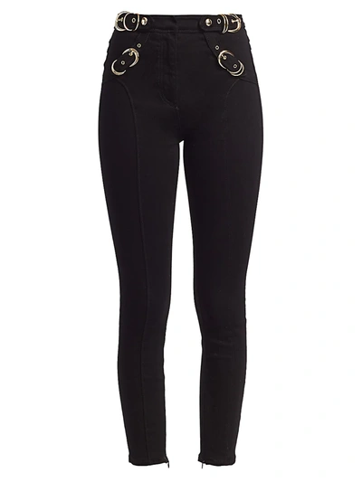 Shop Versace Jeans Couture Women's Buckle Detail Skinny Jeans In Nero