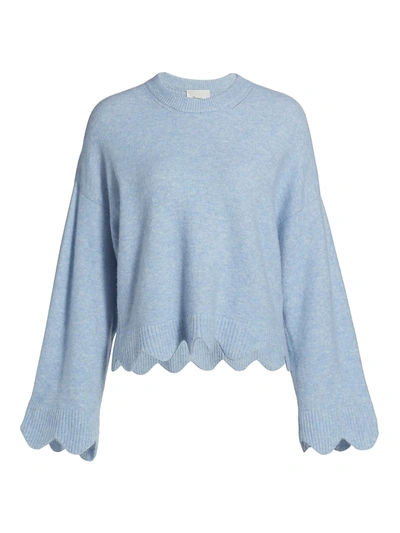 Shop 3.1 Phillip Lim / フィリップ リム Women's Scallop Crewneck Sweater In Grey Melan