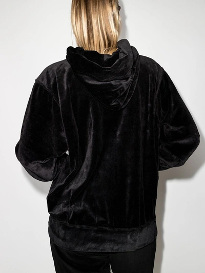 Shop Les Tien Velvet Effect Hoodie In Black