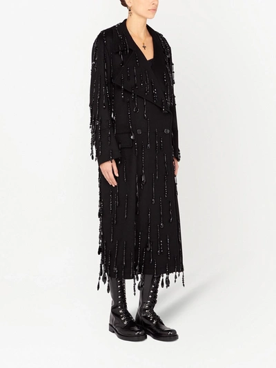 Shop Dolce & Gabbana Bead-embellished Double-breasted Coat In Black