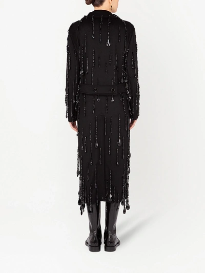 Dolce & Gabbana Double-breastd Coat With Embellished Fringing In Black