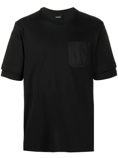 Shop Diesel T-fontal Supima Cotton T-shirt In Black