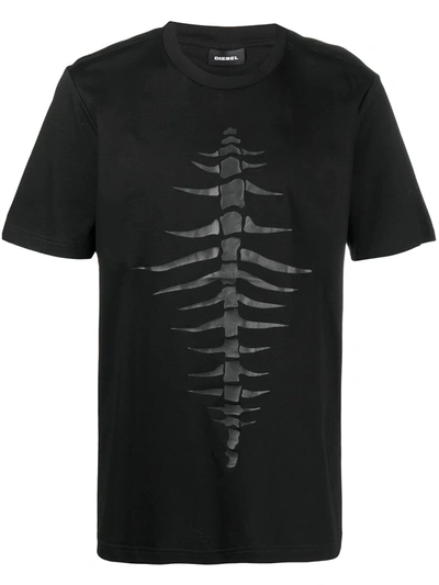 Shop Diesel T-just-a31 Fishbone T-shirt In Black