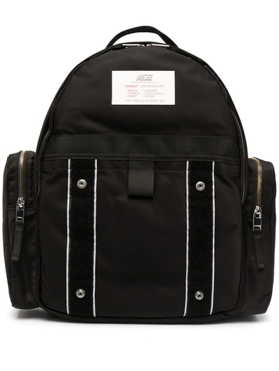 Shop Diesel Contrast-stitch Logo-patch Backpack In Black