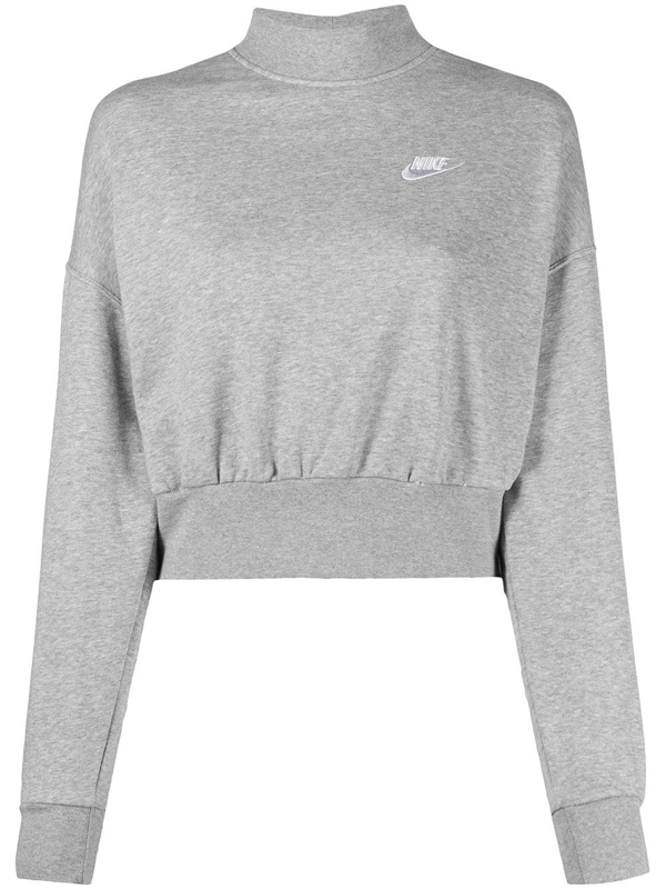 Nike essentials cropped mock neck sweatshirt in grey sale