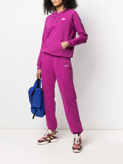 Shop Nike Swoosh Logo Cotton Hoodie In Purple