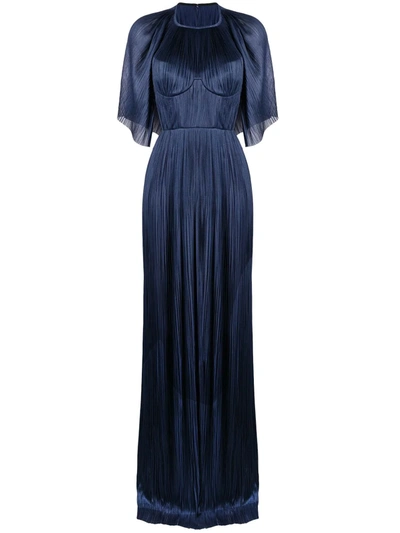 Shop Maria Lucia Hohan Candance Silk Bustier Gown In Blue