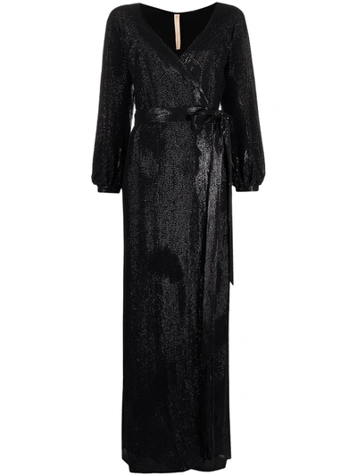 Shop Maria Lucia Hohan Sabrina Sequin-chiffon Maxi Dress In Black