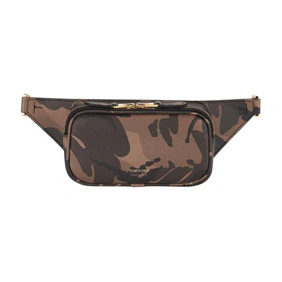 Shop Tom Ford Micro Zip Belt Bag In Camouflage Black Black