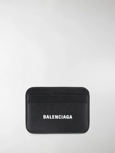 Shop Balenciaga Cash Leather Credit Card Holder In Black