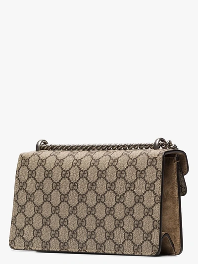 Shop Gucci Brown Dionysus Gg Supreme Small Leather Shoulder Bag In Neutrals