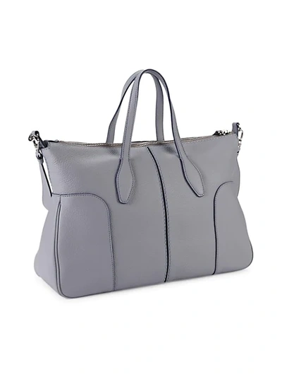 Shop Tod's Bauletto Piccolo Leather Crossbody Bag In Lilac Grey